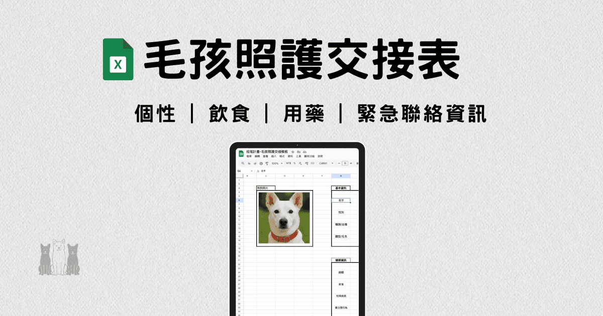 Google 試算表照護交接手冊模板